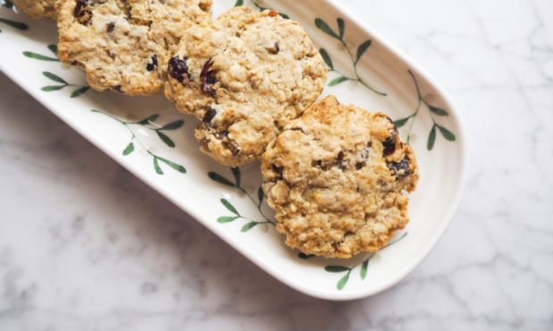 Oat and cranberry cookies.