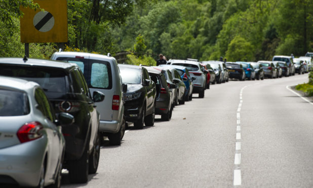 Parked cars in Arrochar on Saturday during the ongoing coronavirus pandemic.