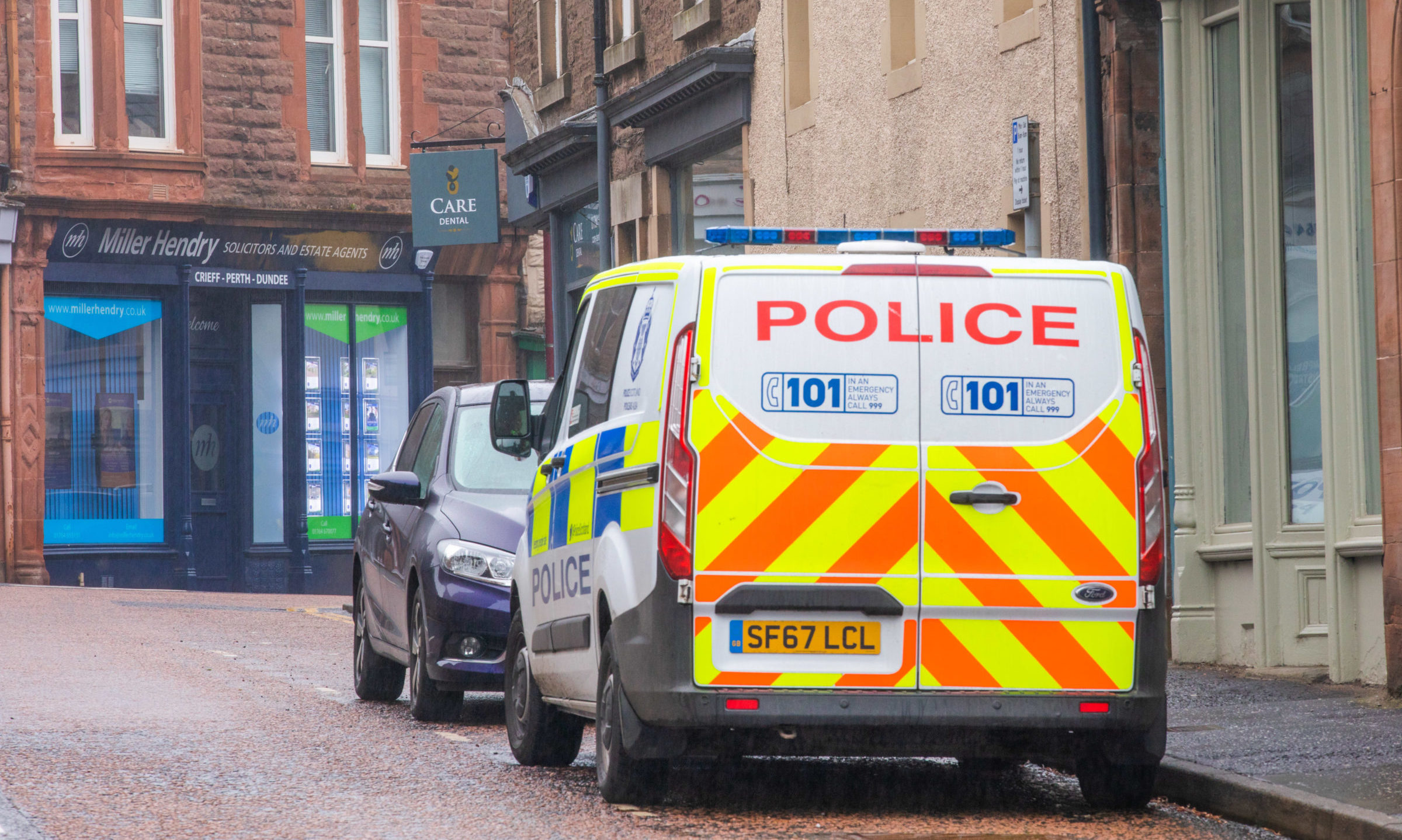 Police on Comrie Street, Crieff.