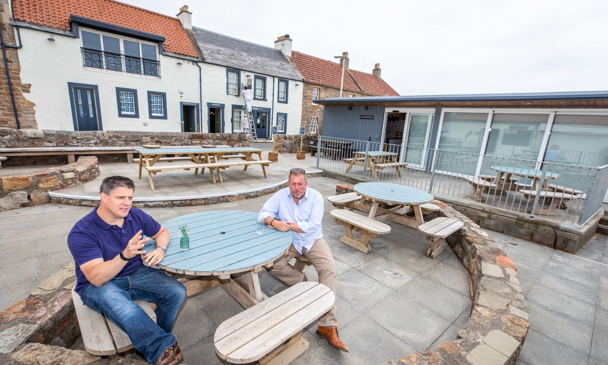 Manager Ross Myddleton and owner Graham Bucknall in the beer garden of The Ship Inn, Elie.
