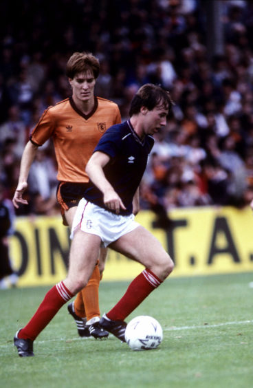 Richard Gough up against Ray Stephen