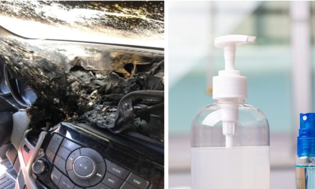 A warning has been issued about leaving hand gel bottles in cars.