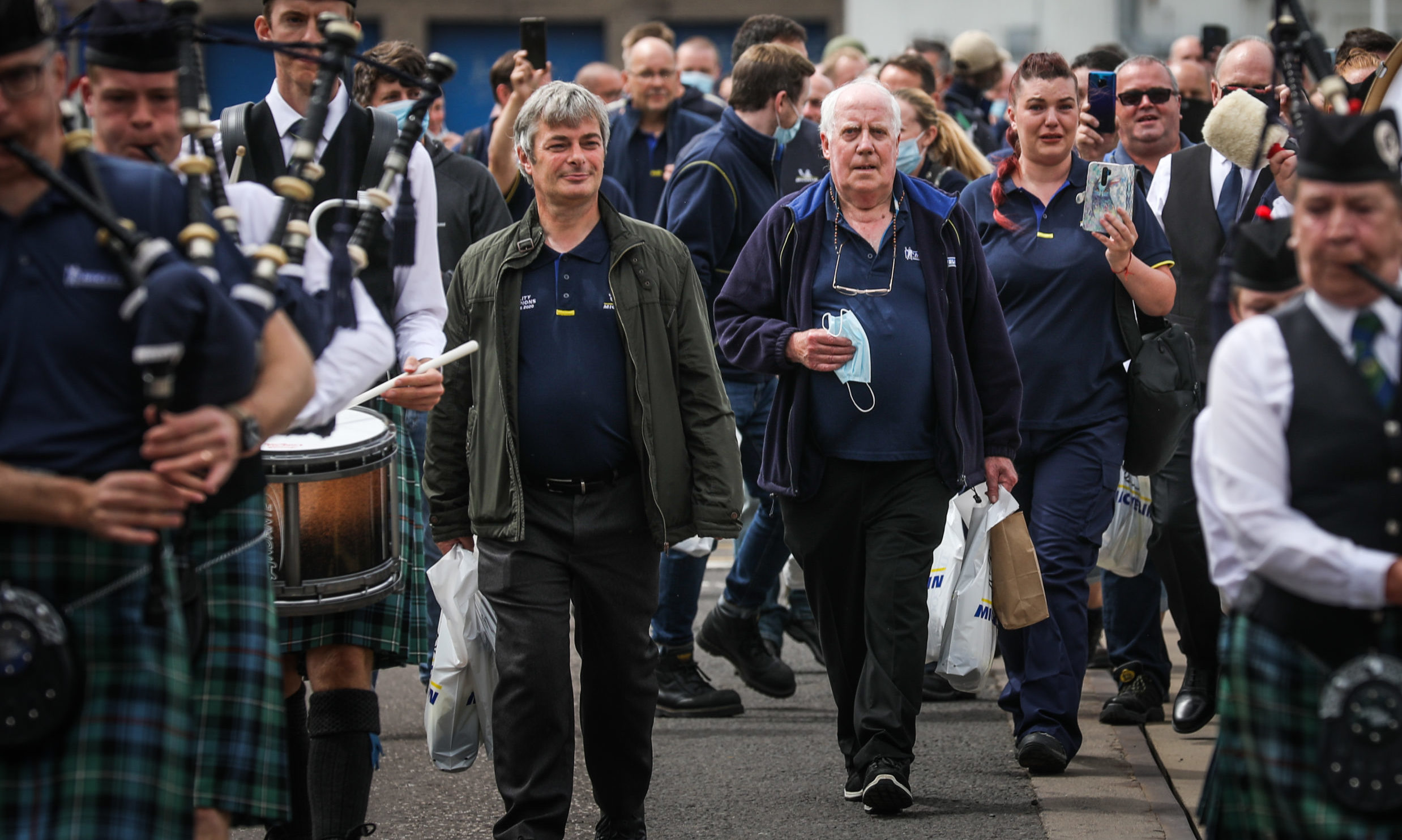 Michelin workers leave the Dundee factory for the final time.