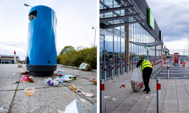 Rubbish bins were overflowing after the McDonald's reopened at Kirkcaldy Retail Park.