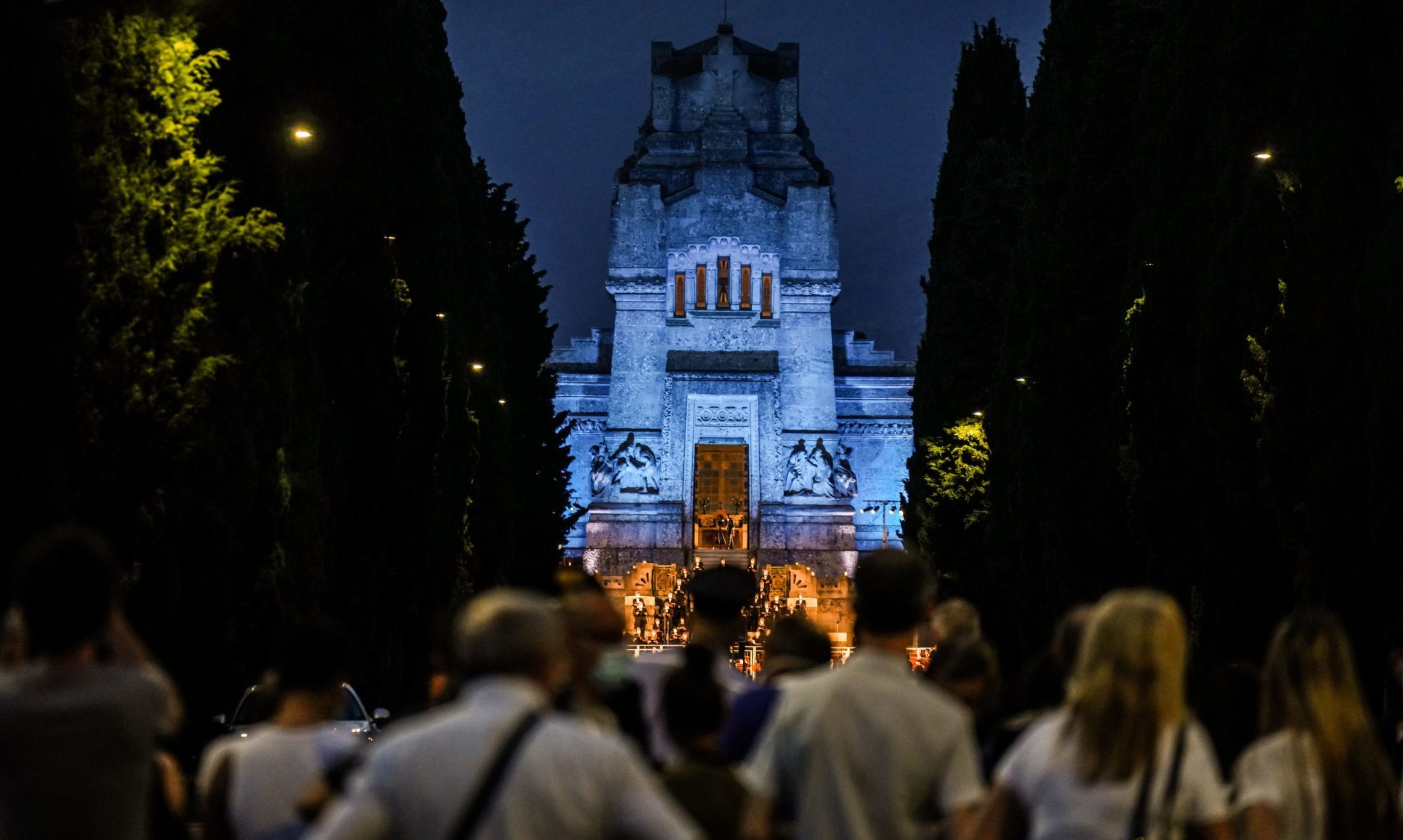 Mandatory Credit: Photo by Nicola Marfisi/AGF/Shutterstock (10695372ar)
Concert for the victims of Covid-19 at the monumental cemetery in Bergamo
Commemoration concert of the victims of Covid-19 at the monumental cemetery of Bergamo, Italy - 28 Jun 2020