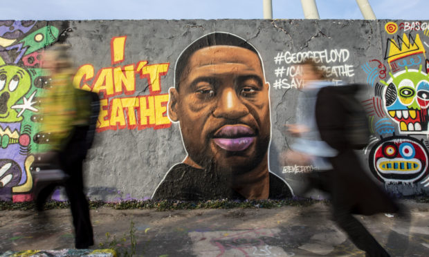 A mural of George Floyd at Mauerpark in Berlin, Germany.