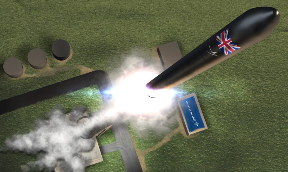 Notional image of the UKs first commercial spaceport at the Sutherland Site in Melness, Scotland, which will conduct the UKs first vertical, orbital rocket launch in the early 2020s.