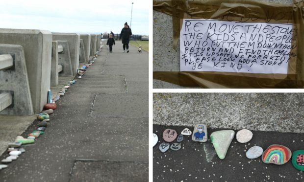 Some of the stones from the trail were seen being thrown into the sea.