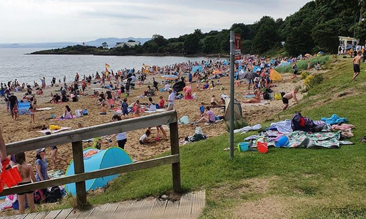 The warmer weather encouraged more people out on to the beaches, like Aberdour Silver Sands.