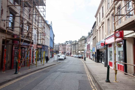 A near deserted Arbroath High Street. Picture: Paul Reid.