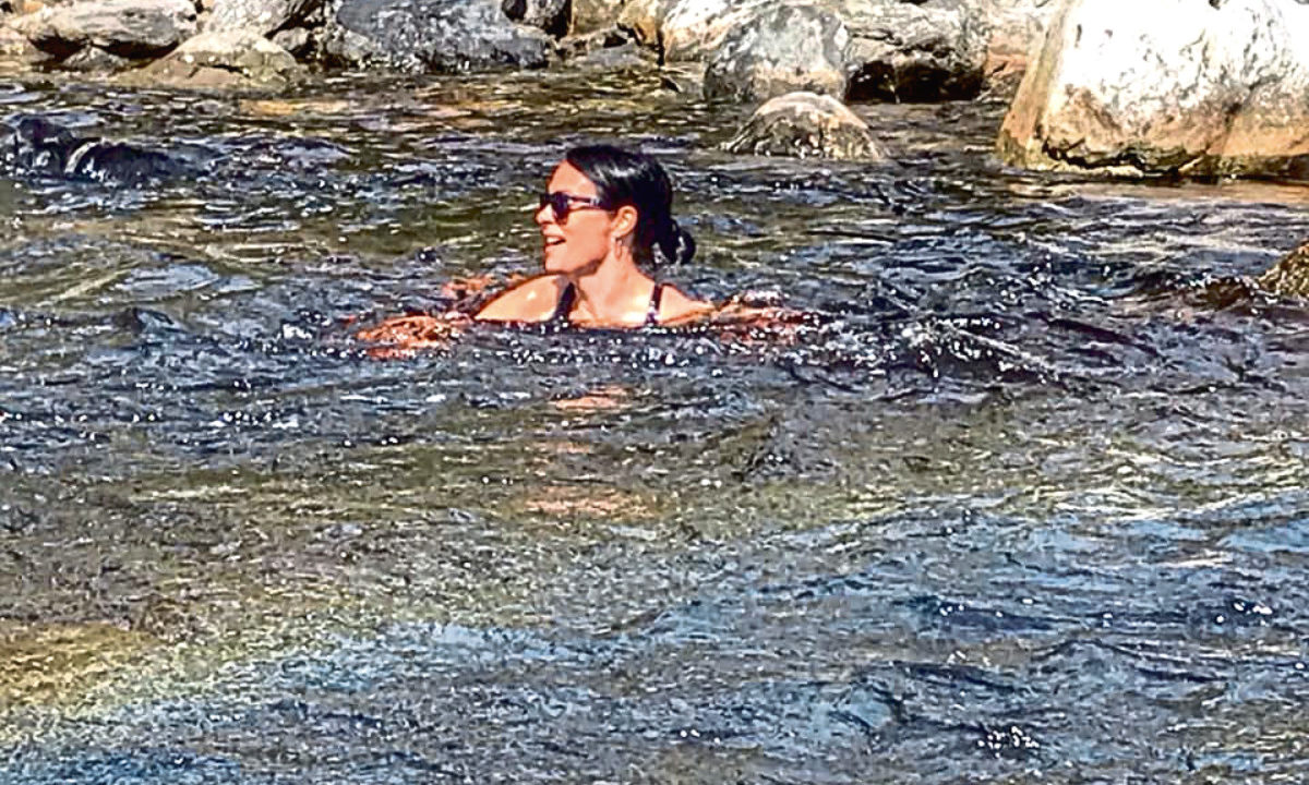 Wild swimming at Falls of Damff in Glen Esk.