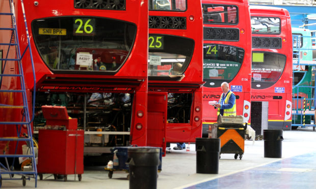 Pictured is the factory floor of  Alexander Dennis bus builders  in Falkirk  




 
PRESS  ASSOCIATION Photo. Picture date,   Thursday 7th  April    2011

Photo credit should read:   PA/ Andrew Milligan