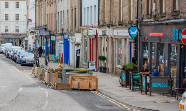 The parklet being set up outside BrewDog on George Street in Perth