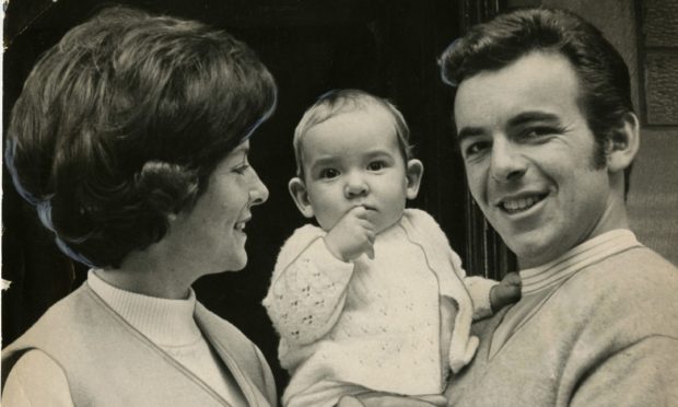 Tony Jacklin with his wife, Vivienne Jacklin and their son Bradley in 1970 where they were staying at the NCR guest house in Perth Road.