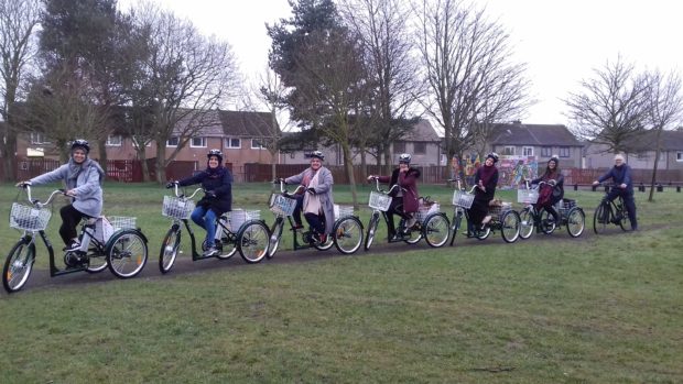 Green health prescription patients on an ebike ride.