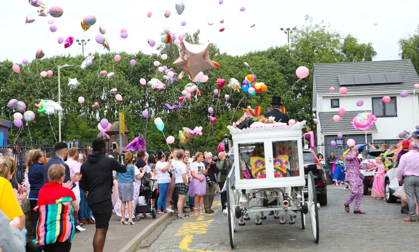 The scenes outside Clepington Primary school to celebrate the life of Freya Skene.