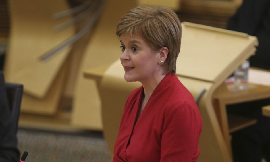 First Minister Nicola Sturgeon speaking in the Scottish Parliament. Source: Fraser Bremner/Scottish Daily Mail/PA Wire
