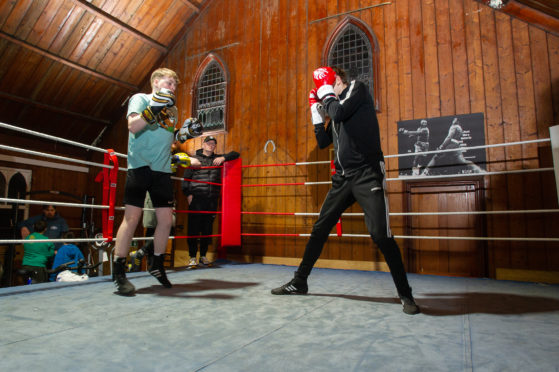 A sparring session at the Brechin club.