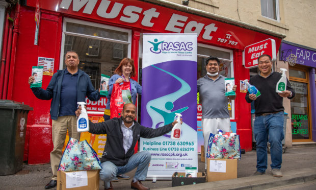 Perth Welfare Society and Must Eat staff handed the donations to RASAC PK boss Jen Stewart on Tuesday.