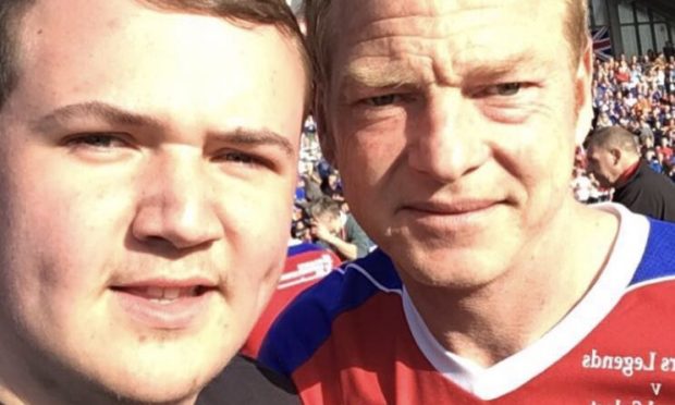 Lewis McEwan with Rangers legend Jorg Albertz