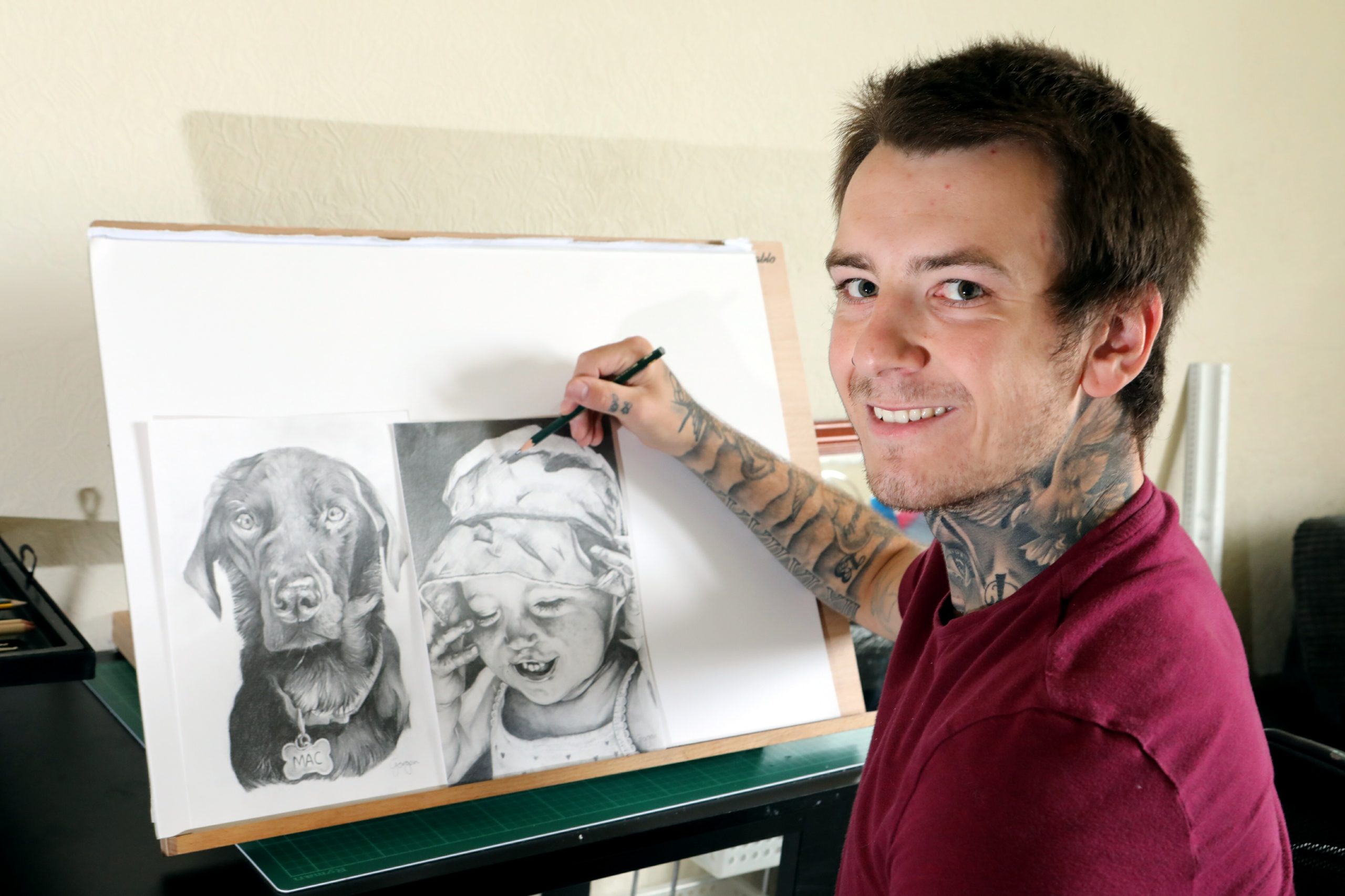 Unemployed St Andrews artist Marc Gorgon pictured in his studio.