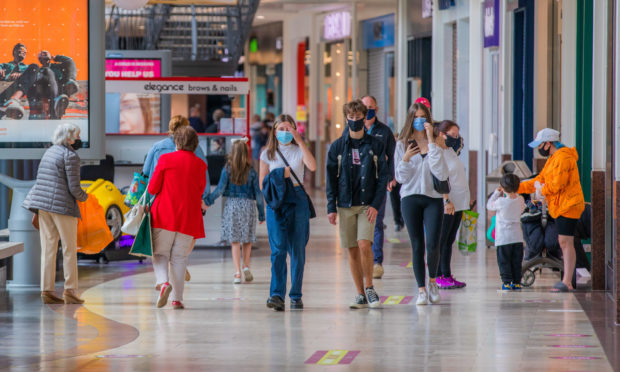 Shoppers at the reopening Overgate Shopping Centre in Dundee