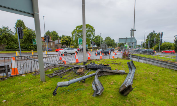 The wreckage next to the Shell garage on Forfar Road