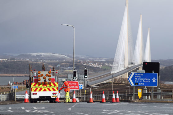 Diversions are put in place at The Queensferry Crossing after it was closed due to bad weather in February.