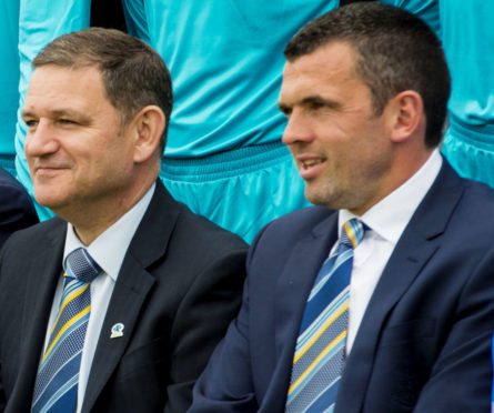 Saints chairman Steve Brown alongside boss Callum Davidson