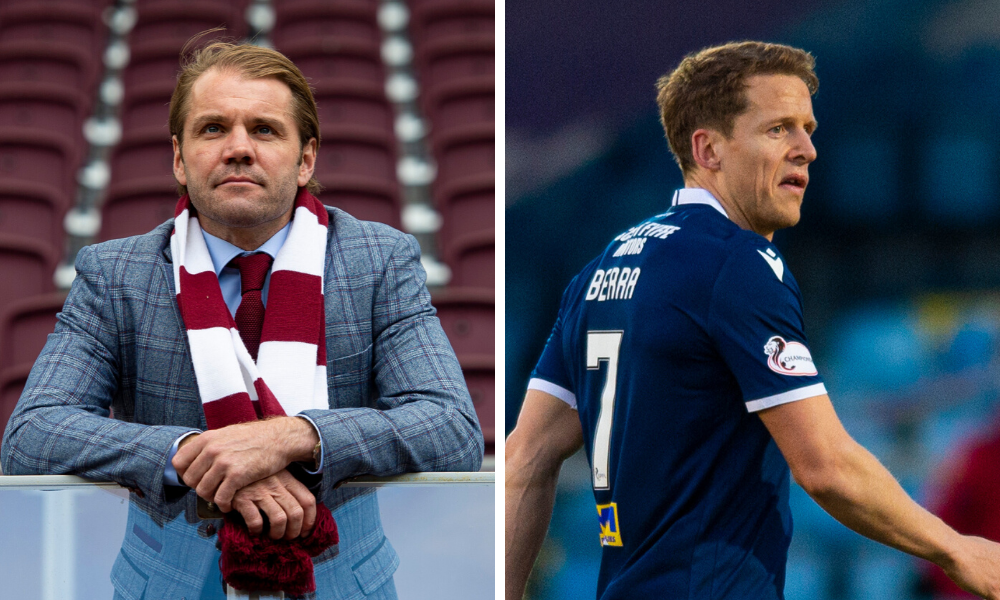 Robbie Neilson (left) wants "leaders", like Christophe Berra (right) at Hearts.