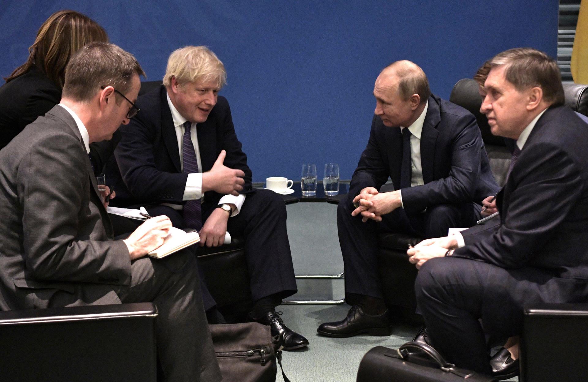 Prime Minister Boris Johnson and Russian President Vladimir Putin in 2019.
