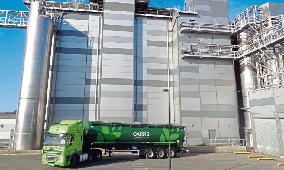 A lorry sitting outside Carr's Flour Mills facility in Kirkcaldy.