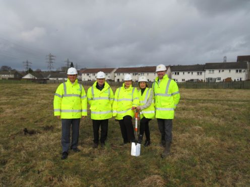 From left: Barry Moore, chief executive of Abertay Housing Association, Ron Neave, vice chairman of AHA, Kath Mands, chairwoman of AHA, Dawn Kane, Business Development Manager and Bid Co-ordinator for Bancon Construction (BC) and Gavin Currie, Managing Director of BC.