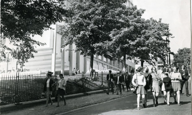 Students walking past Dundee College of Commerce on Constitution Road in September 1969, a few months before it officially opened on May 29 1970.