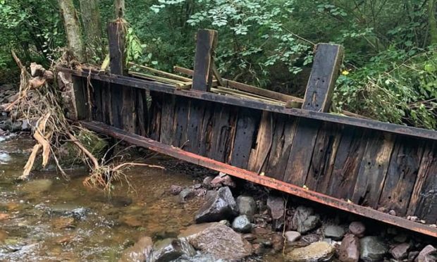 Flooding caused serious damage to the bridges and footpath throughout The Den at Dunning.