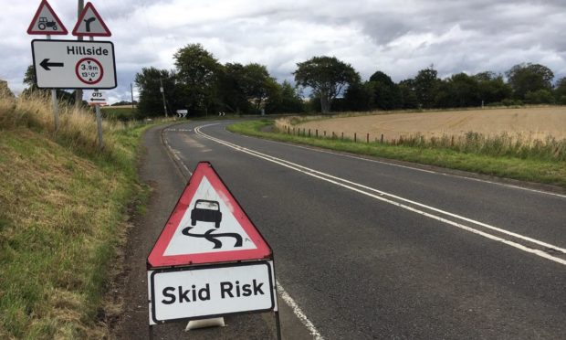 The scene of the fatal A92 crash at Kinnaber, near Montrose.