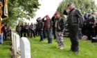 Falkland veterans on "Falklands Ride of Respect" in the Western Cemetery in Arbroath.