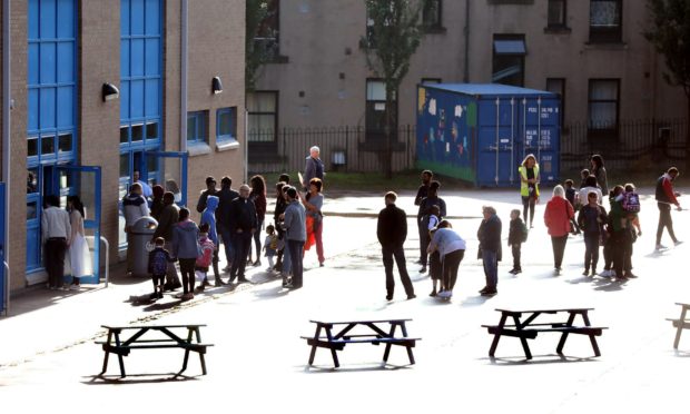 Pupils return to a Dundee school.