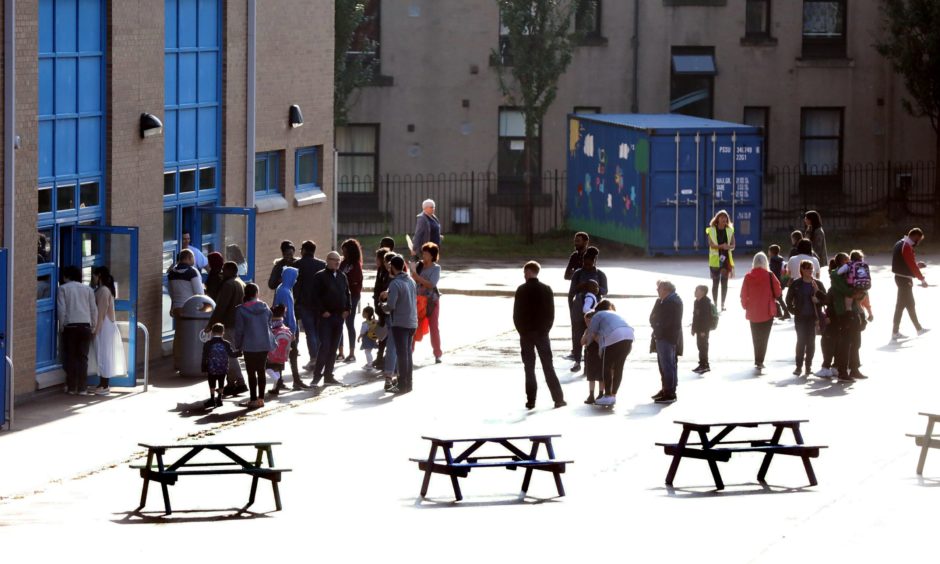 Pupils return to a Dundee school.