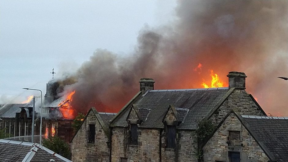 The blaze at the former Viewforth High School started by the teenager.