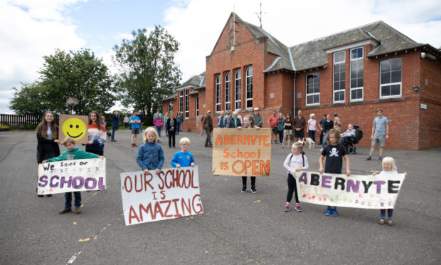 The Abernyte community celebrated their victory last month.