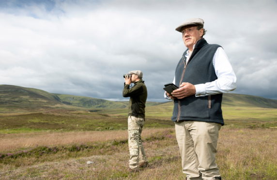 Dee Ward (right) owner of the Rottal Estate in Angus pictured with his head gamekeeper Mark trialling a new raptor monitoring app.