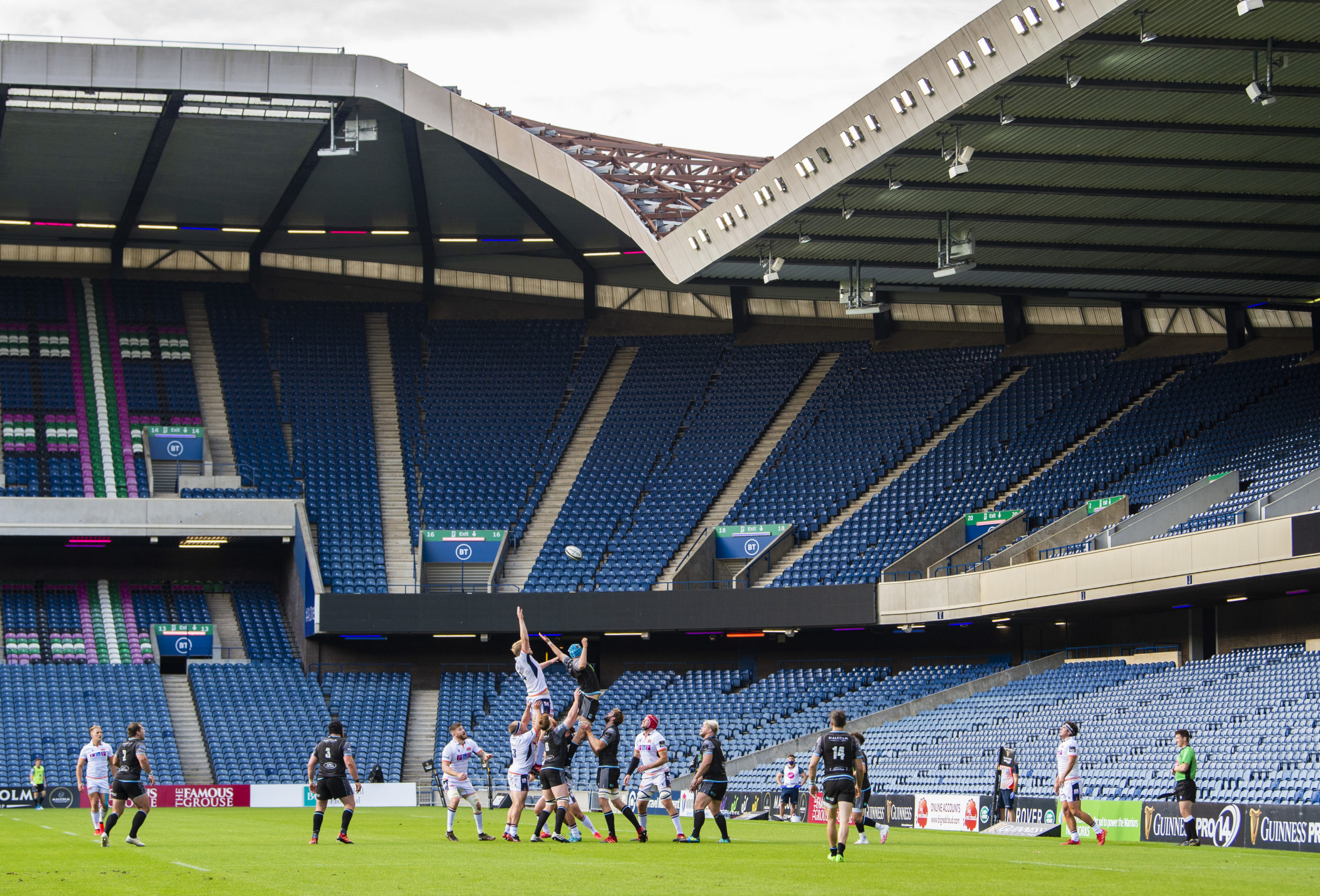 Edinburgh and Glasgow played to empty seats at Murrayfield in the first game after lockdown.