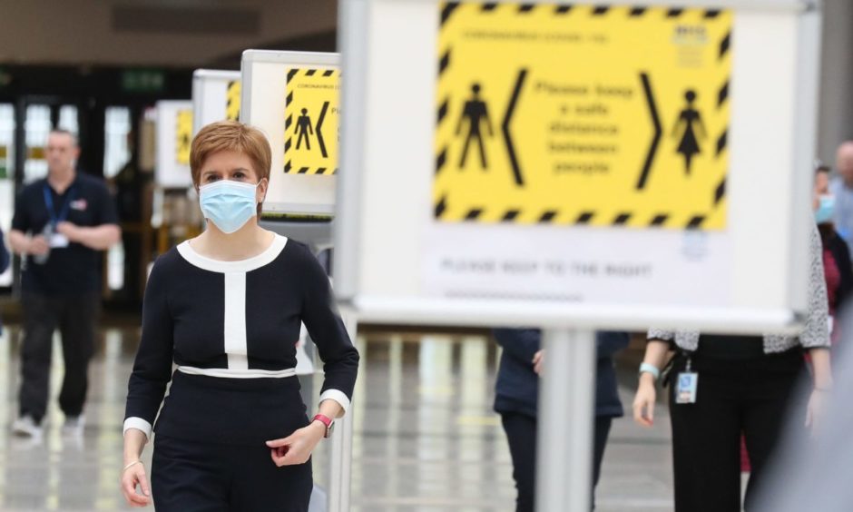 First Minister Nicola Sturgeon during a visit to the NHS Louisa Jordan at the SEC, Glasgow.