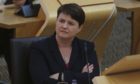 Ruth Davidson, the reappointed leader of the Scottish Tories, during First Minister's Questions at the Scottish Parliament at Holyrood in Edinburgh on August 12