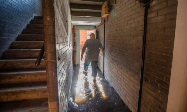 Andy Malcolm, resident at Inch Head Terrace, Perth, following the August 2020 floods.