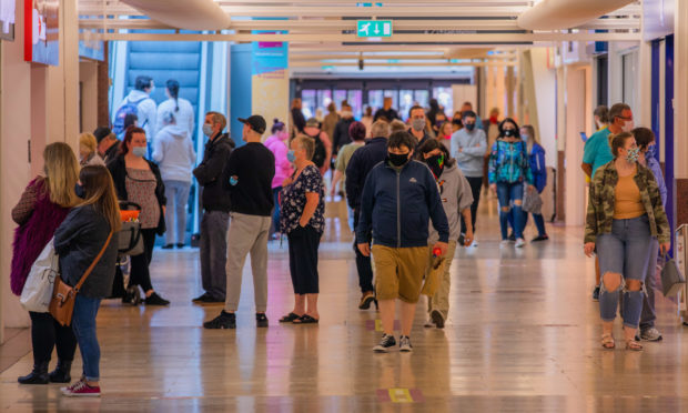 Shoppers inside the Overgate Shopping Centre in Dundee.