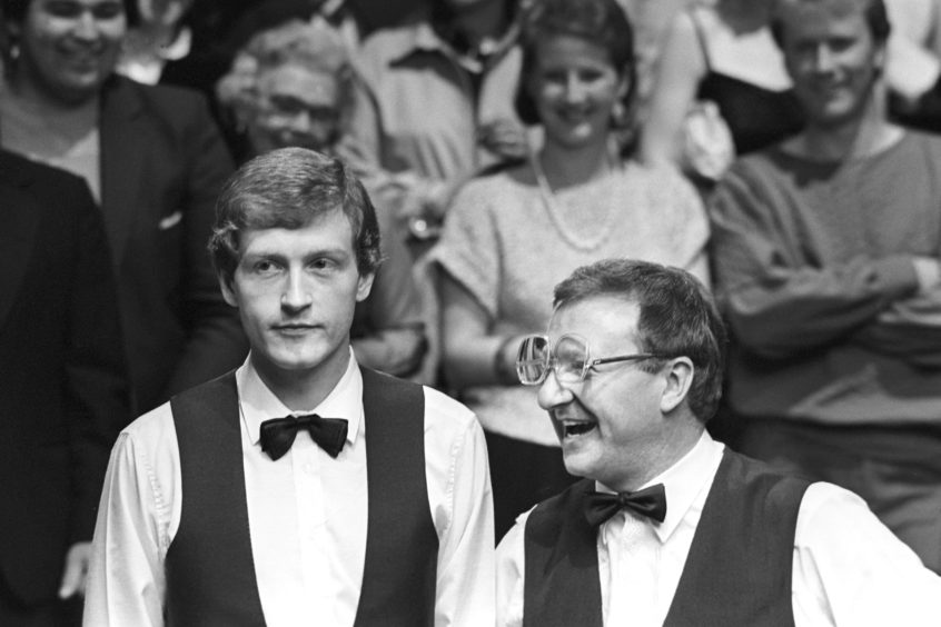 Steve Davis and Dennis Taylor at the Crucible in 1985.