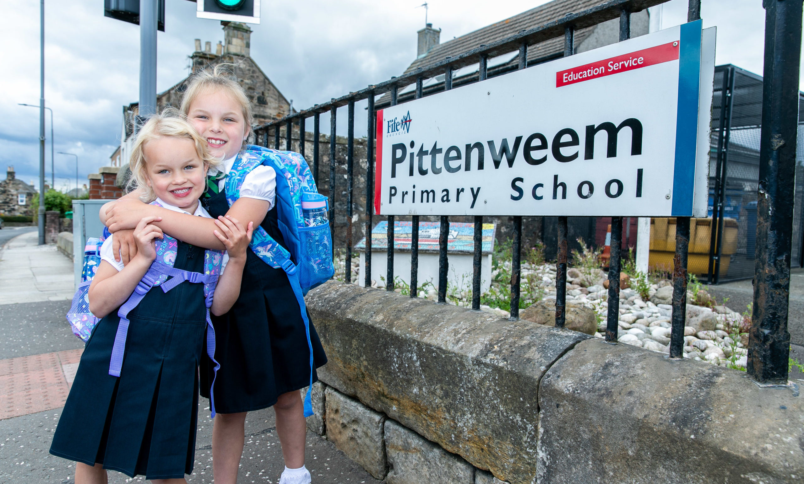Emily Hughes, 5, and sister, Evie, 7, are excited to go to Pittenweem Primary School.