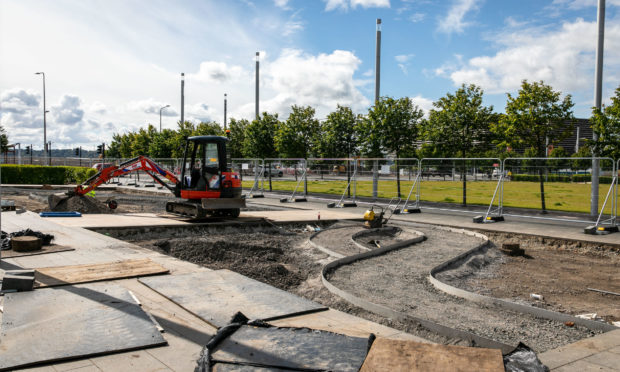 New planted areas being built in Slessor Gardens.